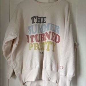 American Eagle Outfitters Women's Cream Graphic Sweater